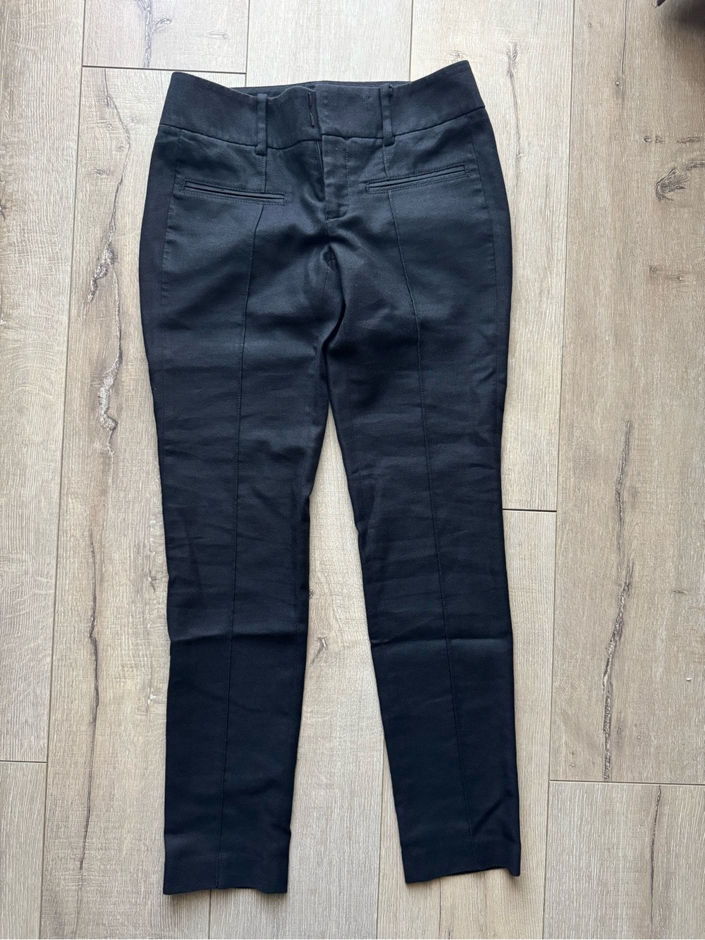 Helmut Lang Black Cotton Virgin Wool Linen Blend Pants Size 0 Made in USA